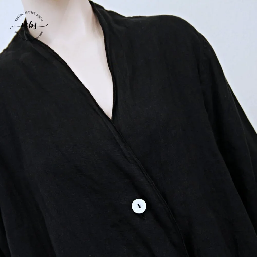 Fenini Linen Lightweight Blazer Black Women L - Picture 8 of 11